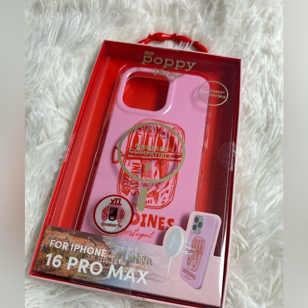 XO Poppy for iPhone 16 Pro Max MagSafe Case Sardines Portugal Pink Lisbon Vacay